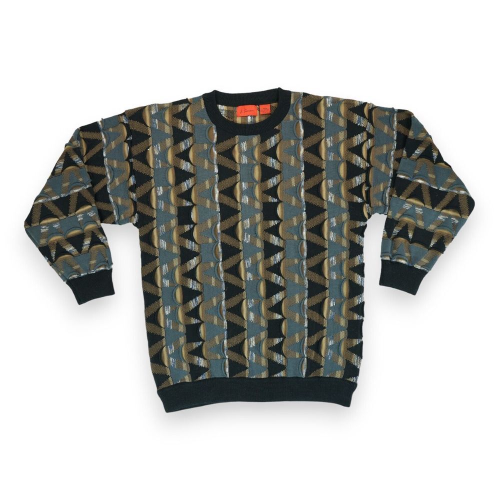J Simon Mens Medium 3D Textured 90s Style Pullover Sweater Vintage‎ Coogi Style